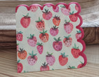 🍓Strawberry Patch 001 Cocktail Napkins | Strawberry Paper Napkins | Scalloped Edge Napkins | Decoupage Napkins | Summer Party Decor | 5x5"