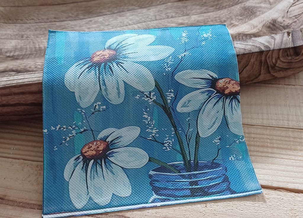Blue Mason Jar Daisies | Wildflower Walk No. 001 | Decorative Luncheon Napkin