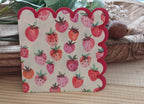 🍓Strawberry Patch 001 Cocktail Napkins | Strawberry Paper Napkins | Scalloped Edge Napkins | Decoupage Napkins | Summer Party Decor | 5x5"