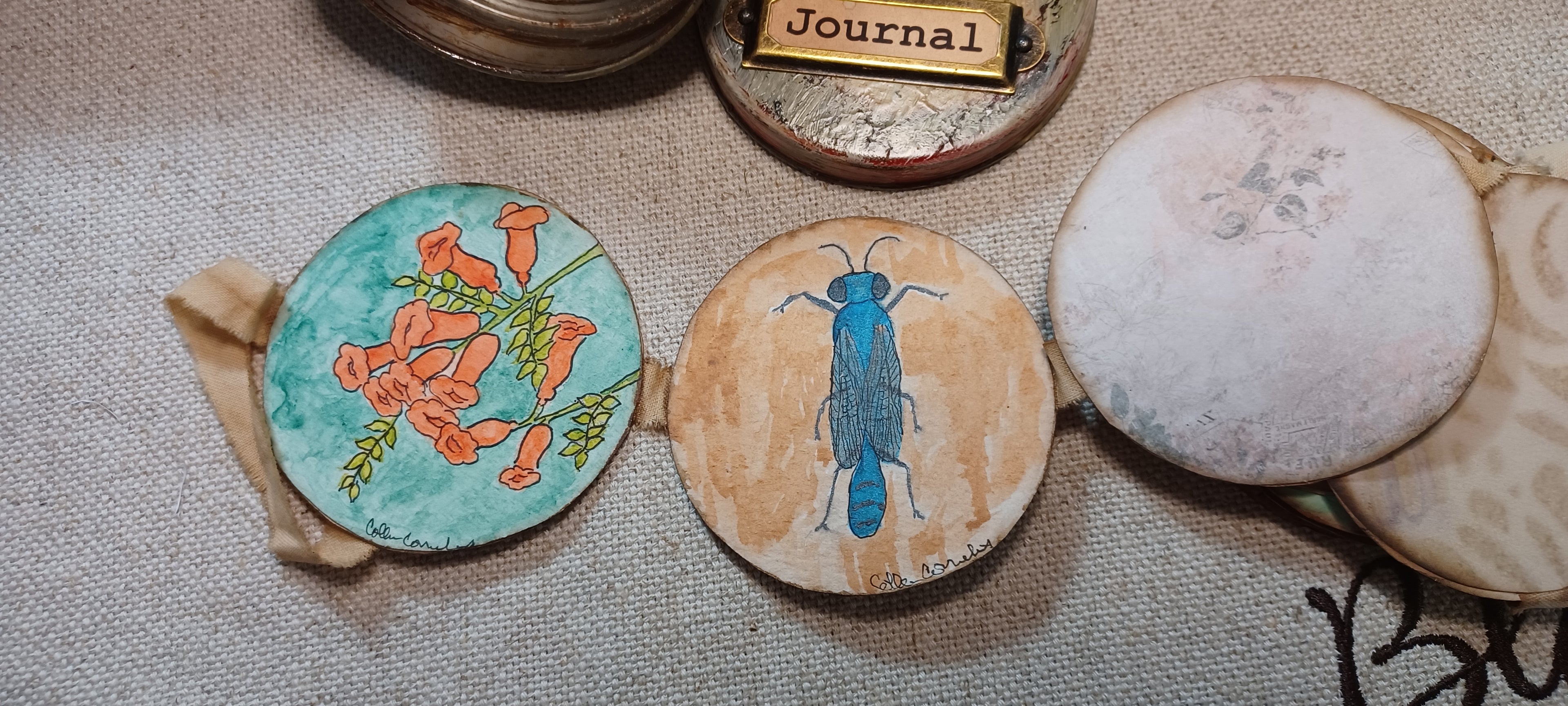 Nature Collected — Original Watercolor Art Journal in an Altered Tin