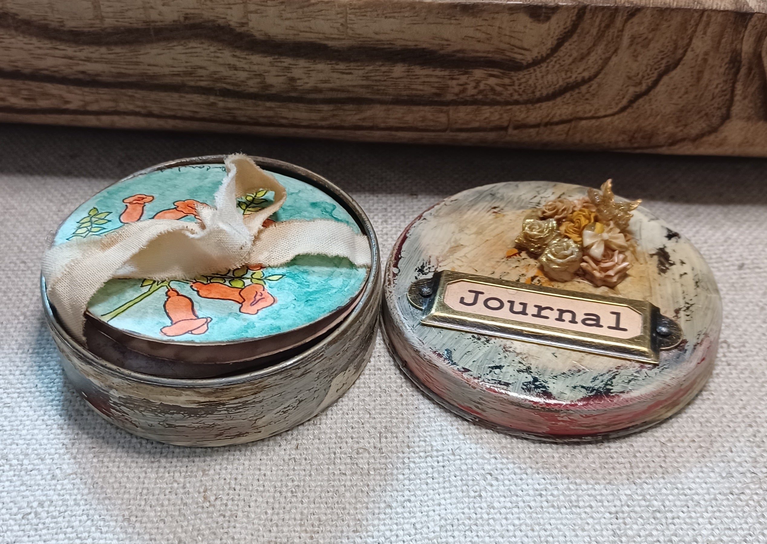 Nature Collected — Original Watercolor Art Journal in an Altered Tin