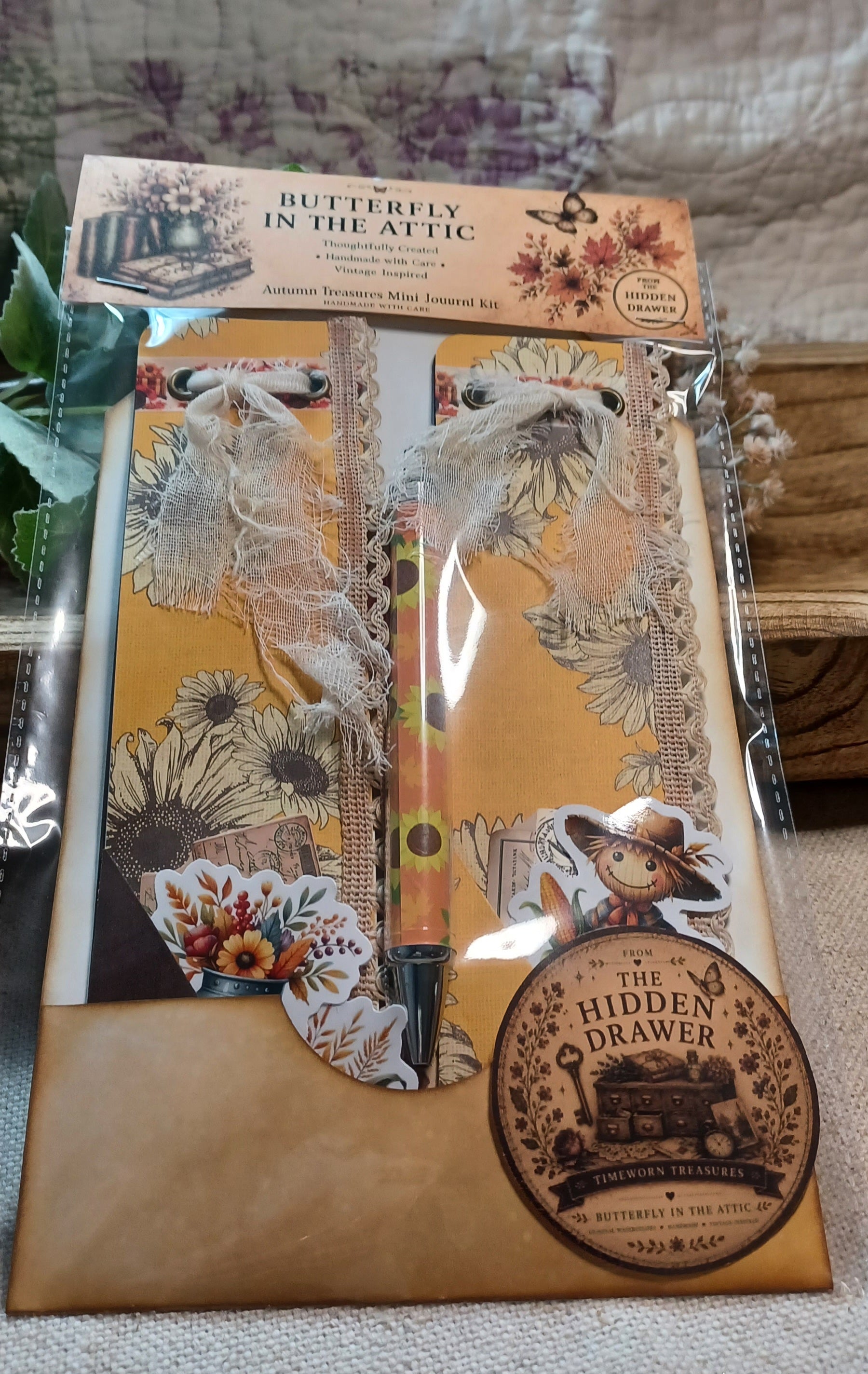 Autumn Treasures: Sunflower Days No. 001 — Mini Journal & Ephemera Kit