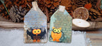 Grungy Halloween Owl Tags — Weathered Stone | Set of 2