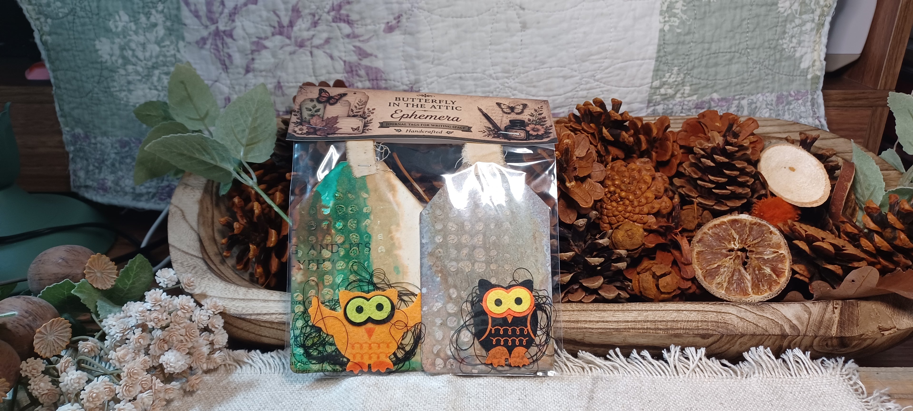 Grungy Halloween Owl Tags — Haunted Verdigris | Set of 2