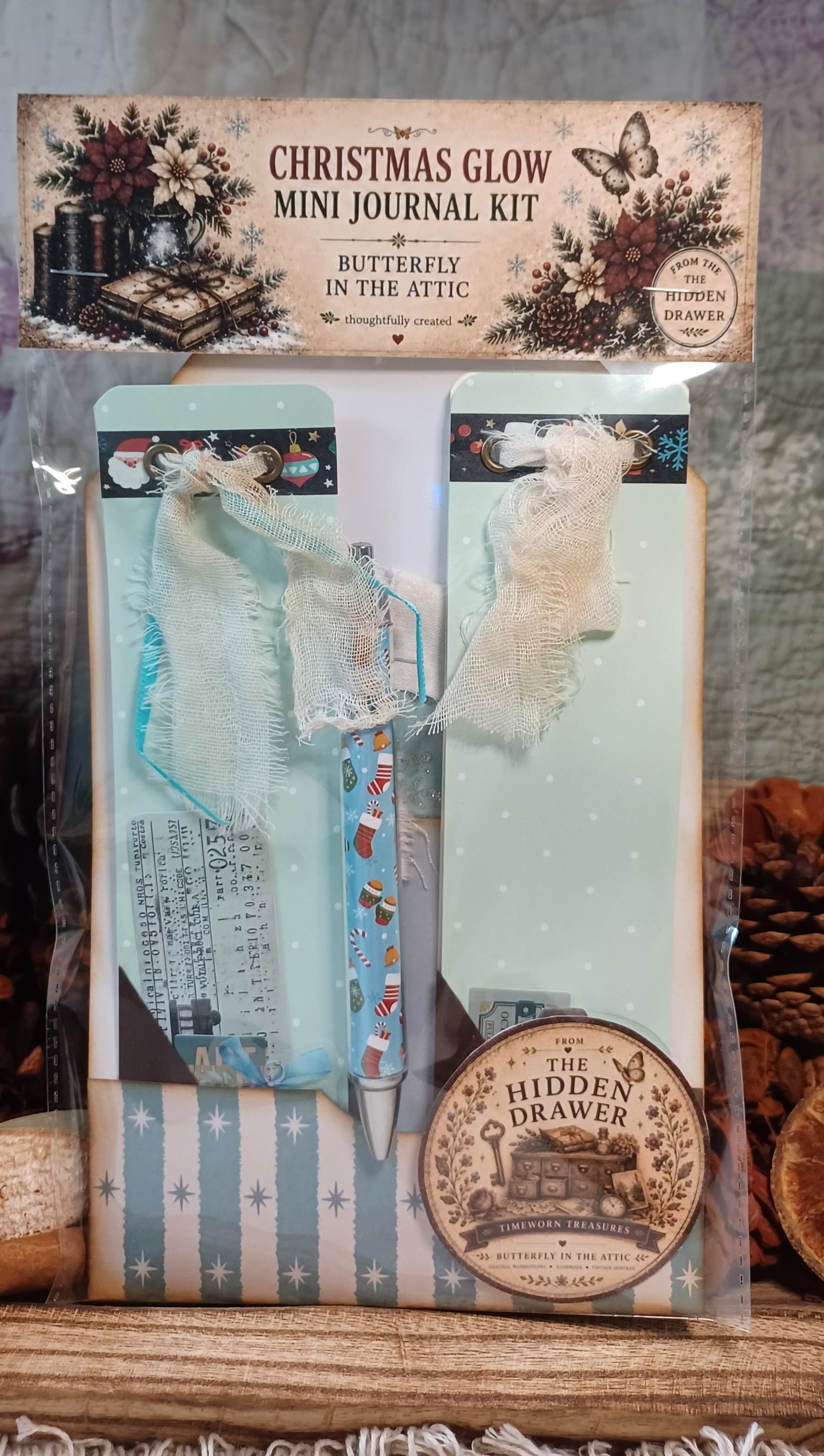 Christmas Glow: Icy Blue Old Fashioned Christmas - Mini Journal & Ephemera Kit