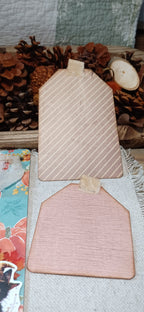 Oversized autumn writing tags with neutral striped and peach paper