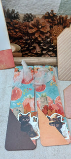 Pumpkin mini journals with frayed cream fabric ties and metal eyelets