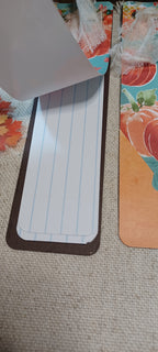 Lined writing pages inside handmade pumpkin mini journal