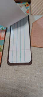 Lined writing pages inside handmade pumpkin mini journal