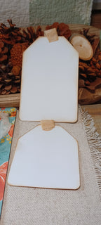 Blank reverse sides of oversized handmade autumn journaling tags