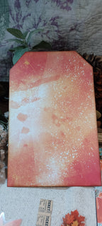 Warm coral and pumpkin abstract paper on handmade journal holder