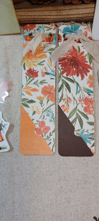 Colorful floral mini journals with brown and orange corner tuck pockets