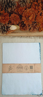 Butterfly in the Attic package of naturally hand dyed red cabbage paper in varying sky blue and aqua blue tones