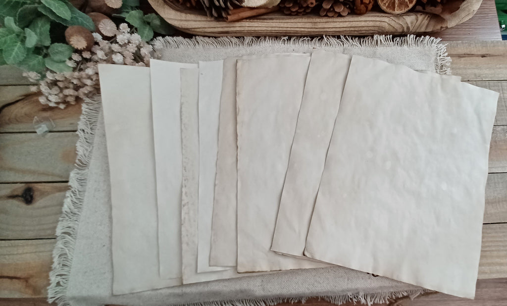 Ten-sheet assortment of naturally hand-dyed tea paper by Butterfly in the Attic