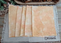 Five Orange and Mustard bubble-blown 8.5 x 11 decorative paper sheets fanned to show varied handmade patterns