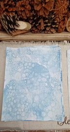 Denim Blue bubble-blown decorative paper showing varied blue bubble rings, clusters, and open areas