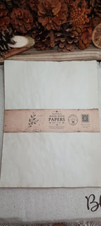 Hand-dyed tea paper shown with ruler for 8.5 by 11 inch sheet size