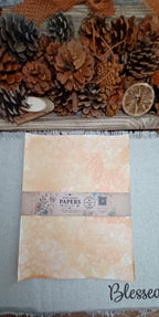 Coordinating set of five Orange and Mustard bubble-blown papers wrapped with a Butterfly in the Attic paper band