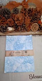 Packaged set of five Denim Blue bubble-blown decorative papers handmade by Butterfly in the Attic