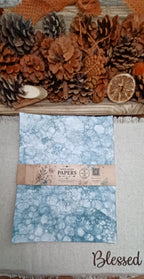 Coordinating set of five Green bubble-blown decorative papers wrapped with a Butterfly in the Attic paper band