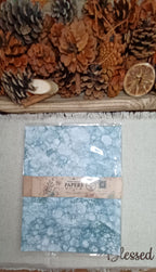 Coordinating set of five Green bubble-blown decorative papers wrapped with a Butterfly in the Attic paper band in plastic