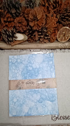 Packaged set of five Denim Blue bubble-blown decorative papers handmade by Butterfly in the Attic