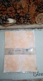 Coordinating set of five Dark Orange bubble-blown decorative papers wrapped with a Butterfly in the Attic paper band in plastic