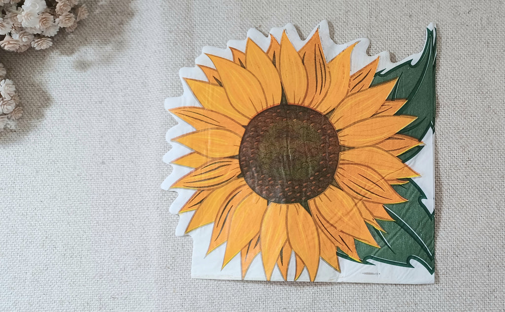 Wander Through the Paper Garden | Golden Sunflower Die-Cut Decorative Paper Napkin