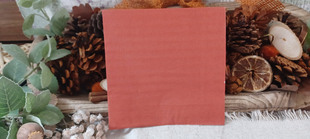Terracotta solid color luncheon decoupage napkin