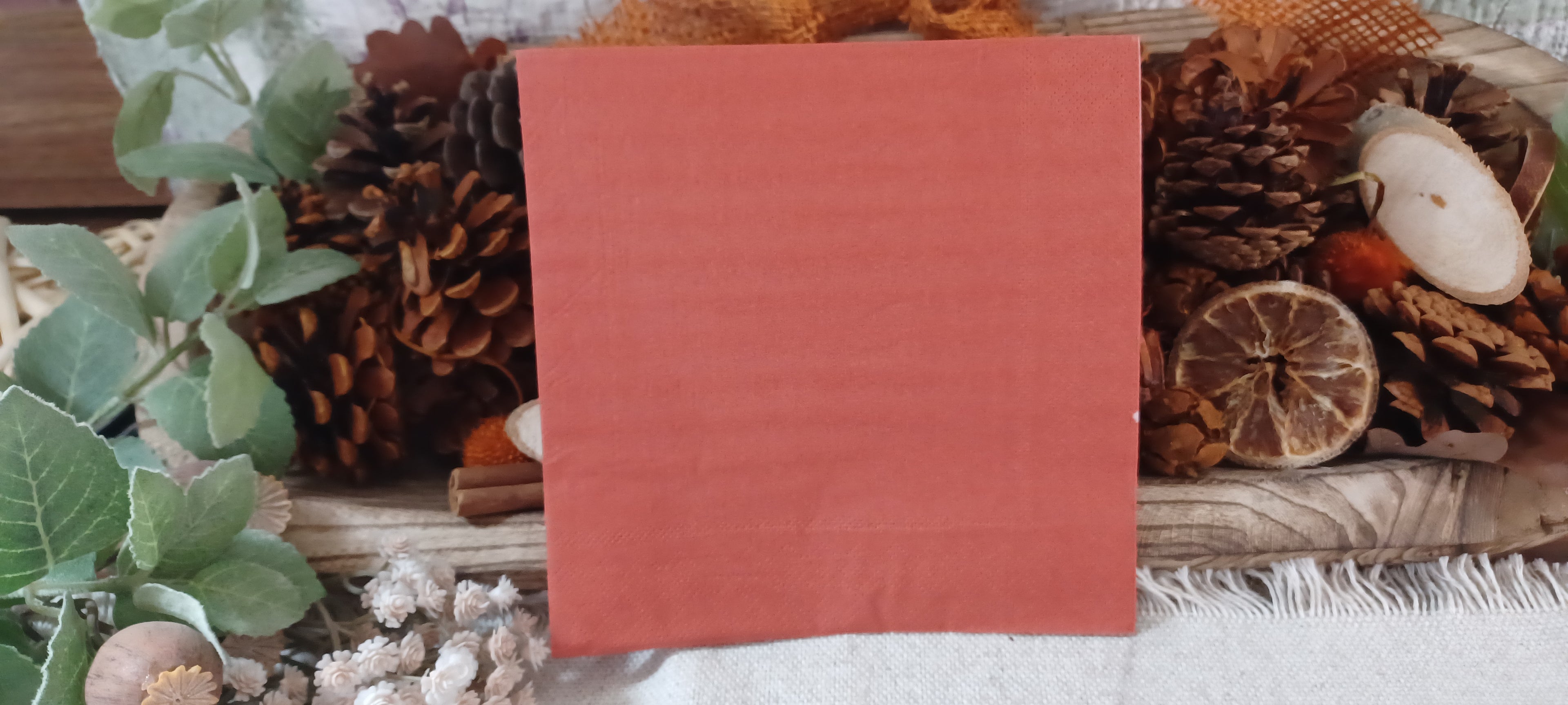 Terracotta solid color luncheon decoupage napkin
