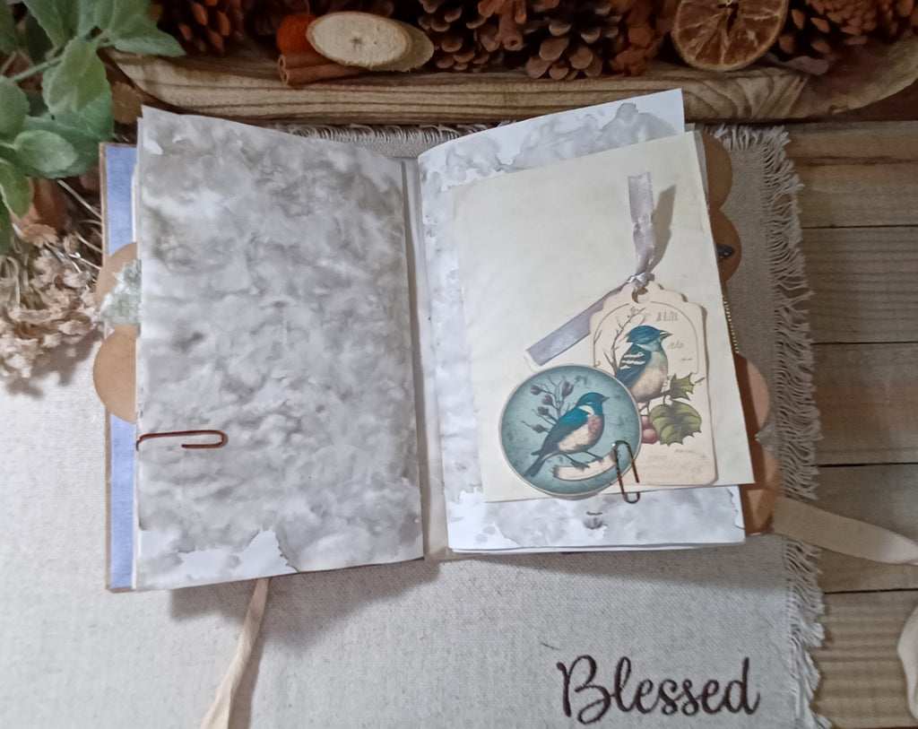 Wings in the Weathered Woods – Handmade Bird Junk Journal | Eco Printed, Rust Printed & Naturally Dyed Papers