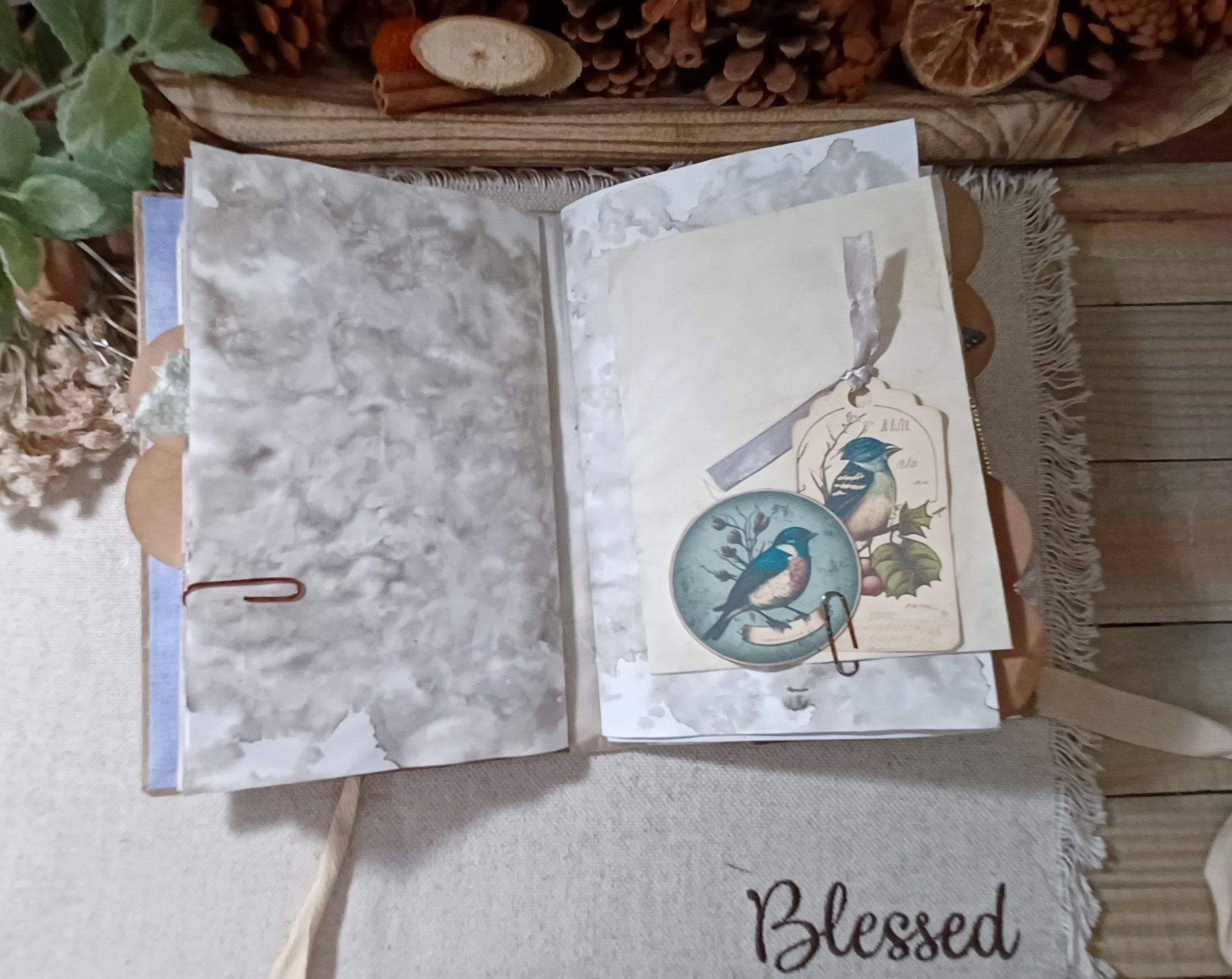 Wings in the Weathered Woods – Handmade Bird Junk Journal | Eco Printed, Rust Printed & Naturally Dyed Papers