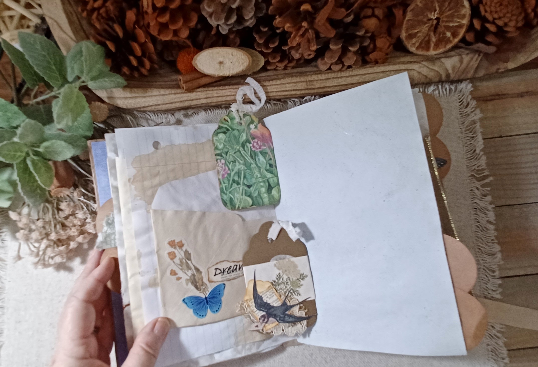Wings in the Weathered Woods – Handmade Bird Junk Journal | Eco Printed, Rust Printed & Naturally Dyed Papers