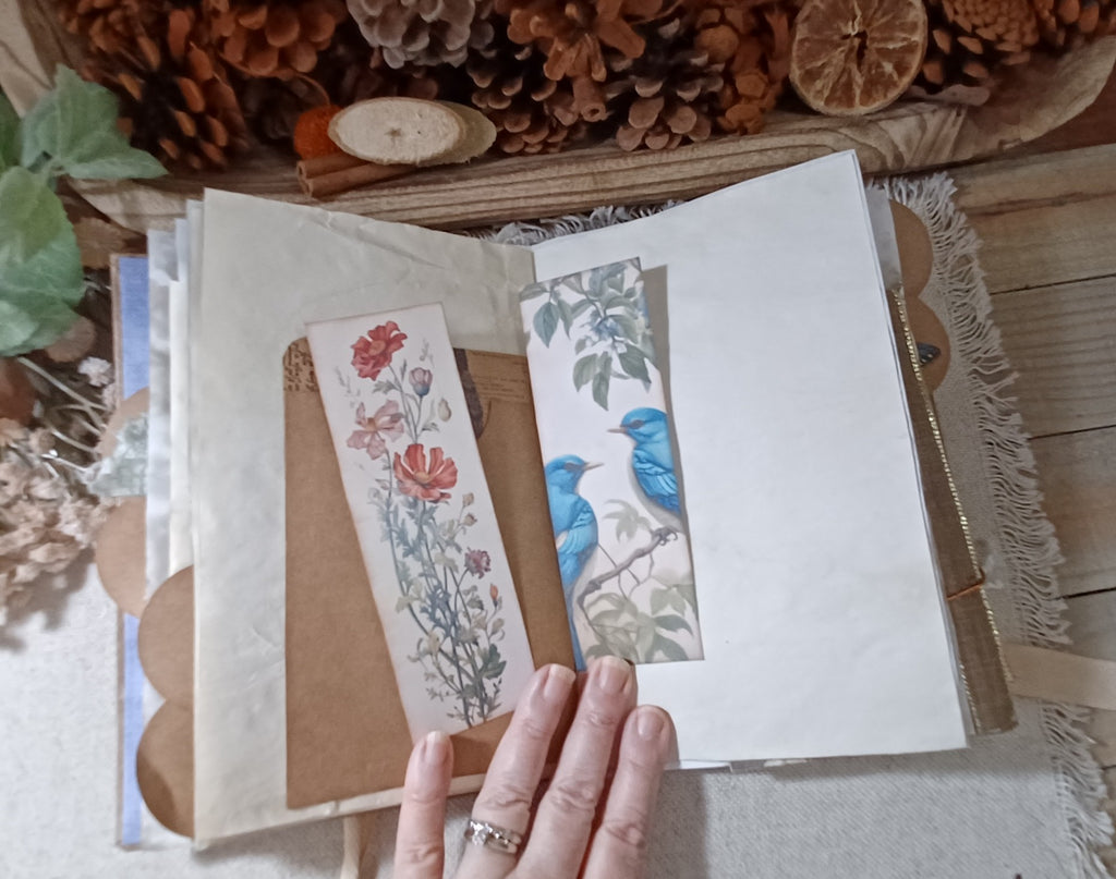 Wings in the Weathered Woods – Handmade Bird Junk Journal | Eco Printed, Rust Printed & Naturally Dyed Papers