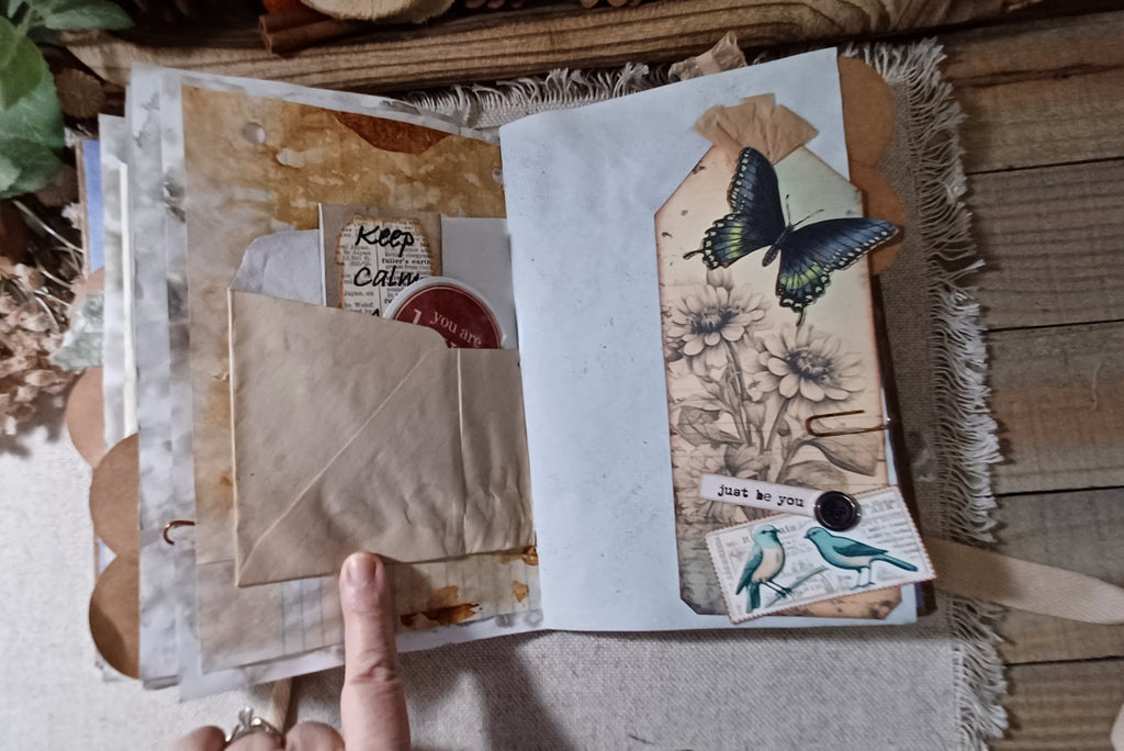 Wings in the Weathered Woods – Handmade Bird Junk Journal | Eco Printed, Rust Printed & Naturally Dyed Papers