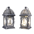Vintage-Style Metal Lanterns with LED Fairy Lights – Set of 2