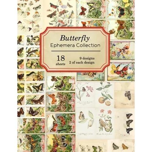 Cover of vintage-inspired Butterfly Ephemera Collection paperback cut-out book featuring butterfly illustrations and coordinating paper designs