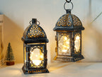 Vintage-Style Metal Lanterns with LED Fairy Lights – Set of 2