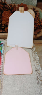 Back of Christmas candy cane tag pocket with blank writing surfaces