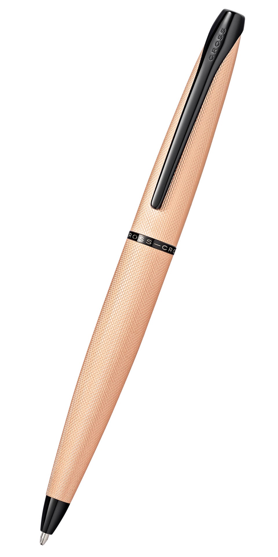 Cross ATX brushed rose gold ballpoint pen with black clip and trim