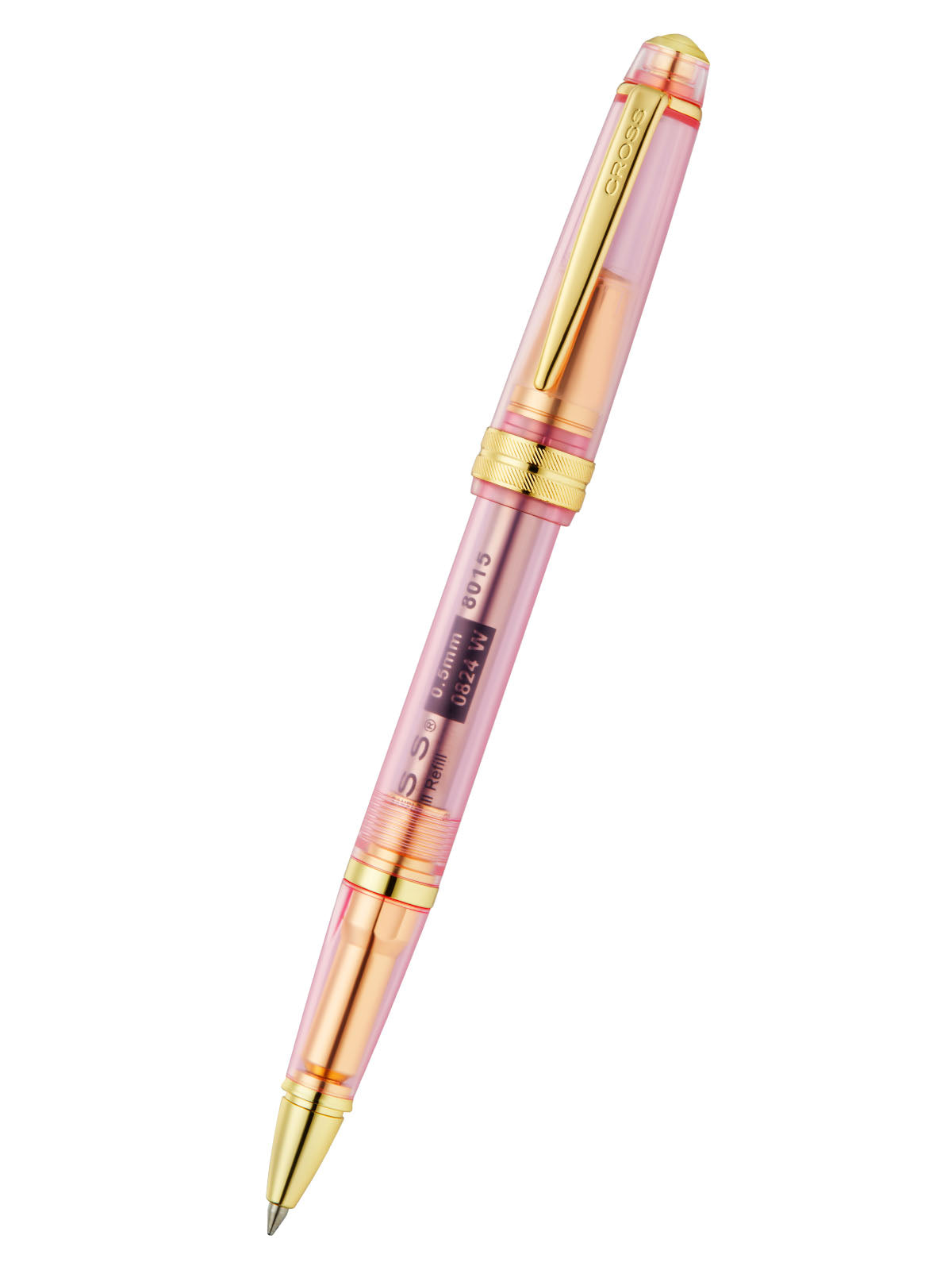 Cross Bailey Light translucent Pink Sapphire resin rollerball pen with polished gold-tone accents