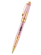 Side view of Cross Bailey Light Pink Sapphire rollerball pen showing translucent pink resin and gold-tone accents