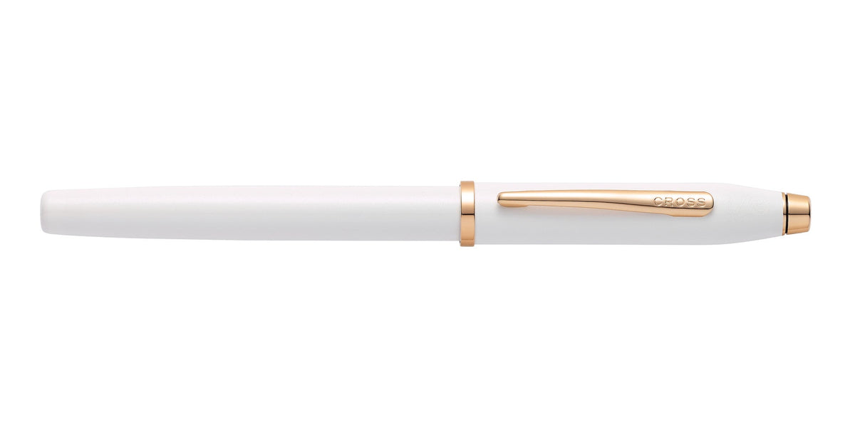 Capped Cross Century II Pearlescent White Lacquer fountain pen with gold-tone clip and appointments