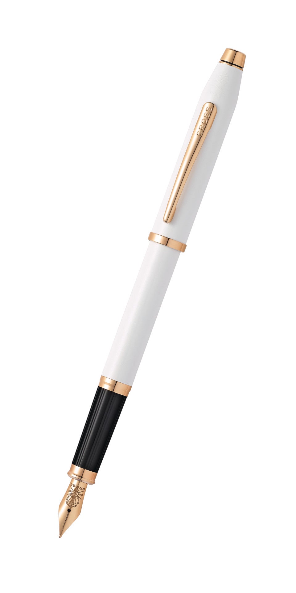 Cross Century II Pearlescent White Lacquer medium nib fountain pen with gold-tone appointments