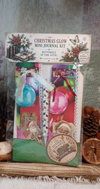 Merry & Bright handmade Christmas mini journal kit with two ornament journals, pen and vintage Santa ephemera