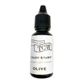 A small bottle of TCG Watercolor Powder in the shade 'Olive' by TCG Stencils. The product is in a dark glass bottle with a black cap and a white label featuring black text.