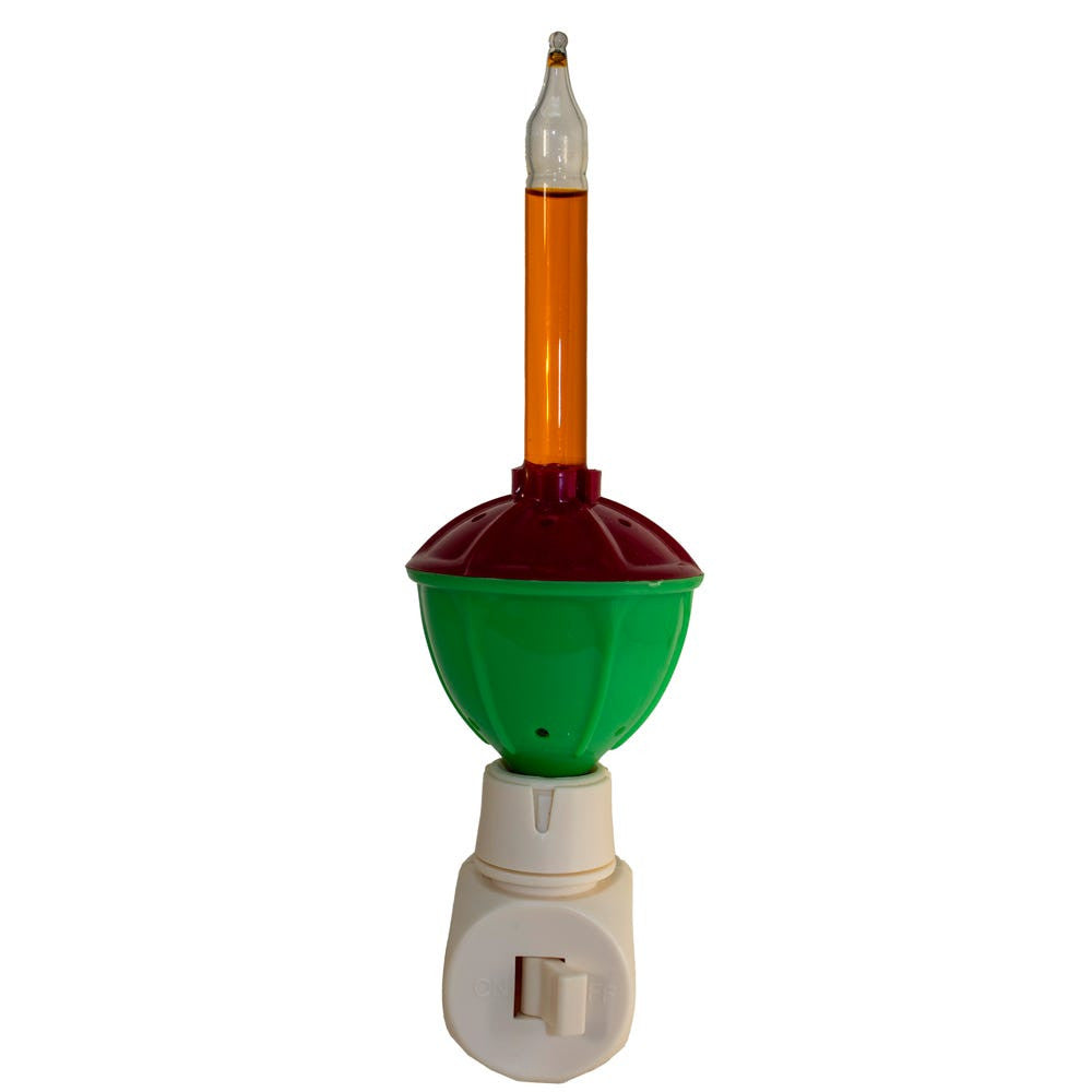 Classic Christmas bubble night light with vintage-inspired red and green design