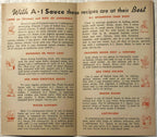 Open interior pages of vintage A-1 Sauce pamphlet showing printed recipes