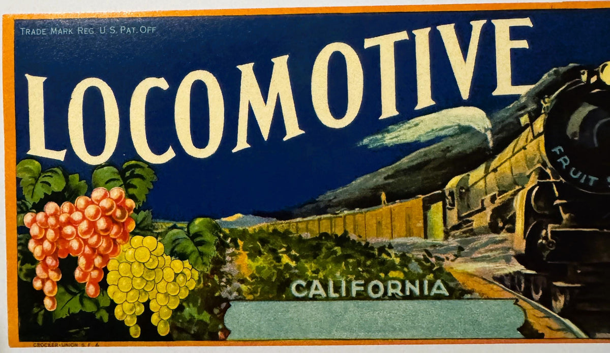 Original Fresno California Locomotive Engineer vintage paper label
