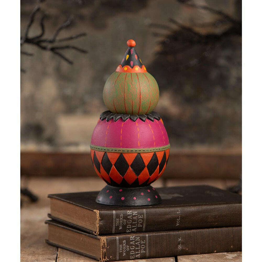 Rear view of Jackie Green-O-Ween showing the hand-painted details on the back of the figurine.
